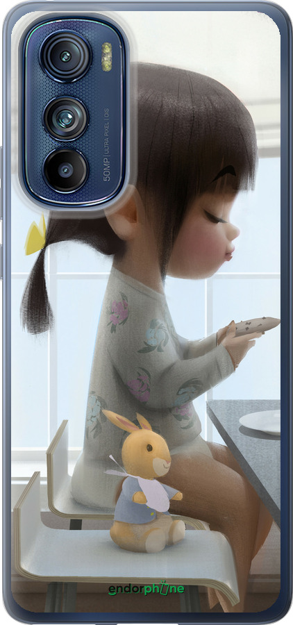 Силиконовый чехол Милая девочка с зайчиком для Motorola Edge 30 - 4039u-2840 изображение 