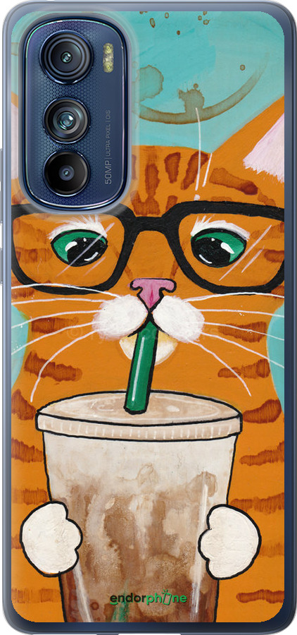 Силиконовый чехол Зеленоглазый кот в очках для Motorola Edge 30 - 4054u-2840 изображение 