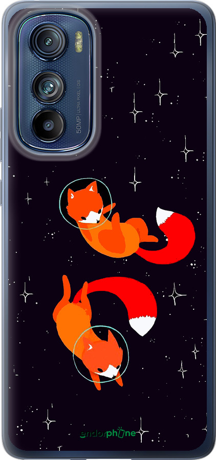 Силиконовый чехол Лисички в космосе для Motorola Edge 30 - 4519u-2840 изображение 