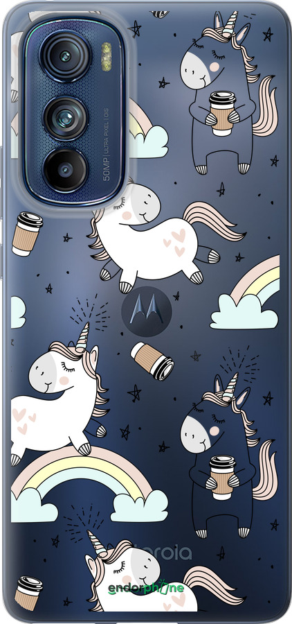 Силиконовый чехол Единорог и кофе для Motorola Edge 30 - 4661u-2840 изображение 