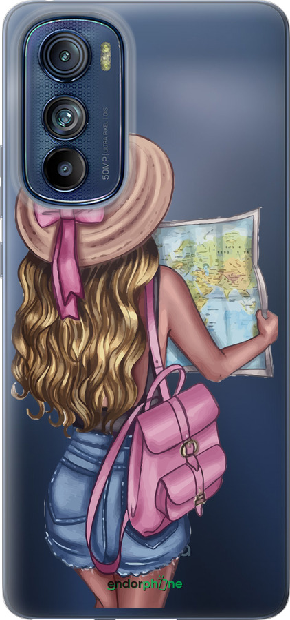 Силиконовый чехол Девушка с картой для Motorola Edge 30 - 4704u-2840 изображение 