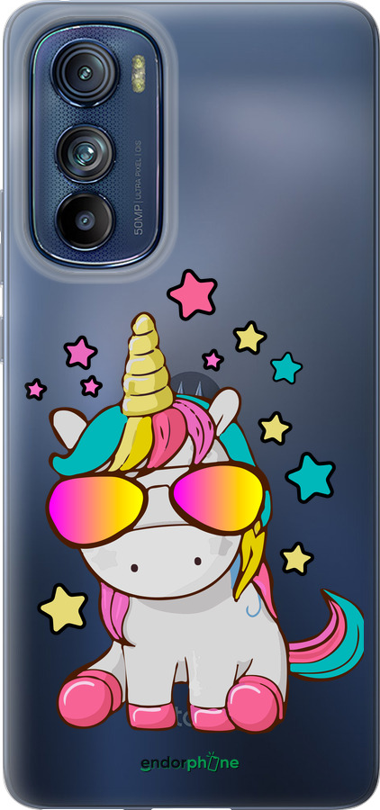 Силиконовый чехол Единорог в очках для Motorola Edge 30 - 4879u-2840 изображение 