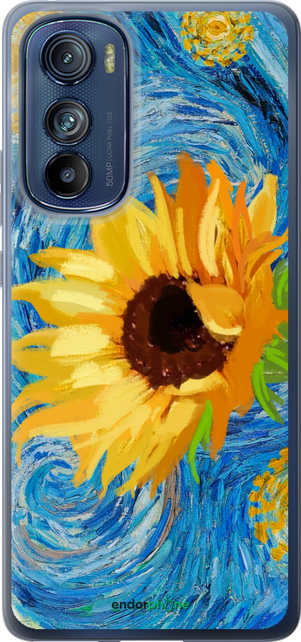 Силиконовый чехол Цветы желто-голубые для Motorola Edge 30 - 5308u-2840 изображение 