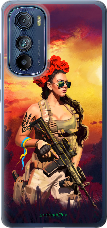 Силиконовый чехол Украинка с оружием для Motorola Edge 30 - 5316u-2840 изображение 
