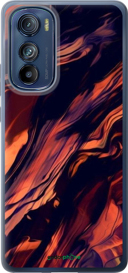 Силиконовый чехол Черно-оранжевая абстракция для Motorola Edge 30 - 5340u-2840 изображение 