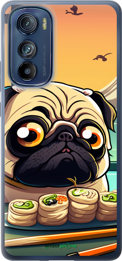 Силиконовый чехол Мопс и суши для Motorola Edge 30 - 5588u-2840 изображение 