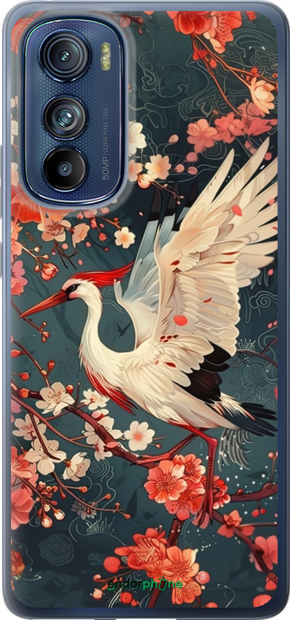 Силиконовый чехол Сакура и аист для Motorola Edge 30 - 6108u-2840 изображение 