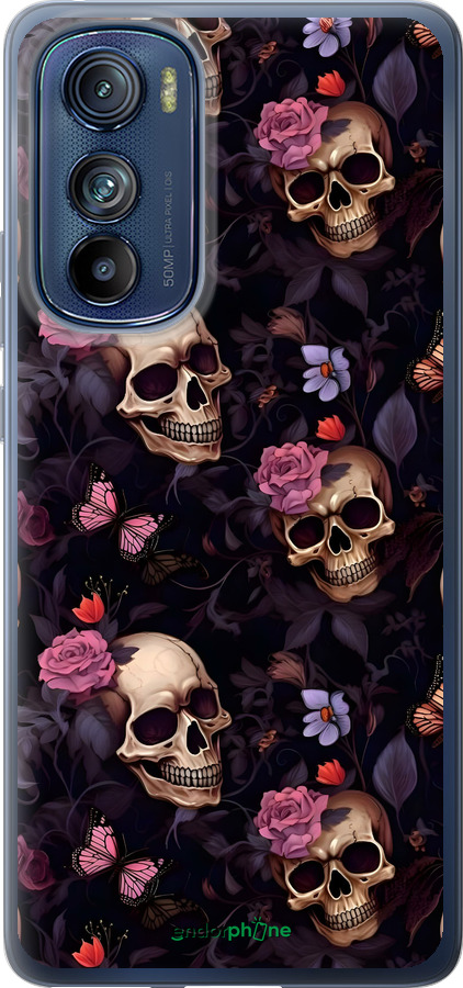 Силиконовый чехол Черепа и розы для Motorola Edge 30 - 6316u-2840 изображение 