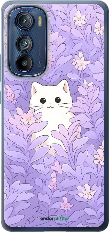 Силиконовый чехол Котик в цветах для Motorola Edge 30 - 6390u-2840 изображение 