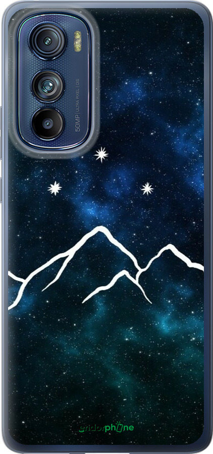 Силиконовый чехол Горы и звезды нарисованы на фоне галактики для Motorola Edge 30 - 6490u-2840 изображение 