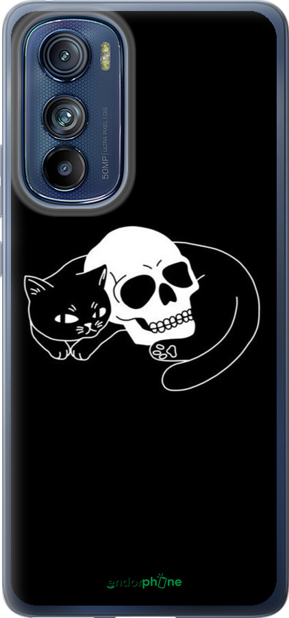 Силиконовый чехол С изображением кота и черепа для Motorola Edge 30 - 6491u-2840 изображение 