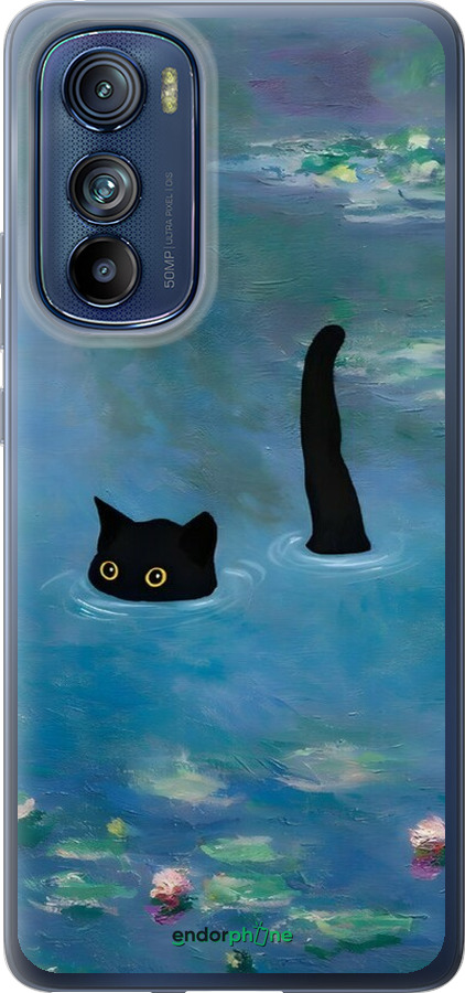 Силіконовий чехол Із зображенням кота та водяної лілії Monet для Motorola Edge 30 - 6519u-2840 изображение 