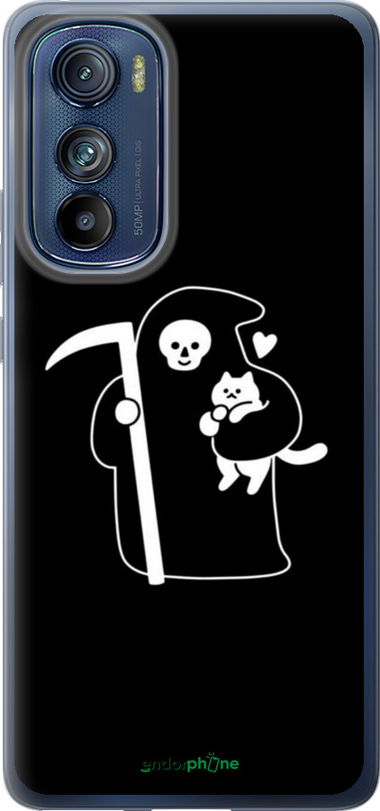 Силиконовый чехол Минималистичный арт: смерть и кошка для Motorola Edge 30 - 6529u-2840 изображение 