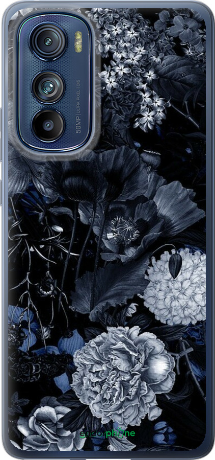 Силиконовый чехол Абстрактный цветочный рисунок в синих тонах для Motorola Edge 30 - 6539u-2840 изображение 