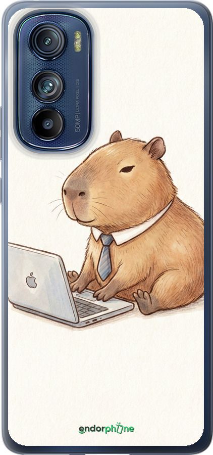 Силиконовый чехол Funny Capybara CEO Working для Motorola Edge 30 - 6777u-2840 изображение 