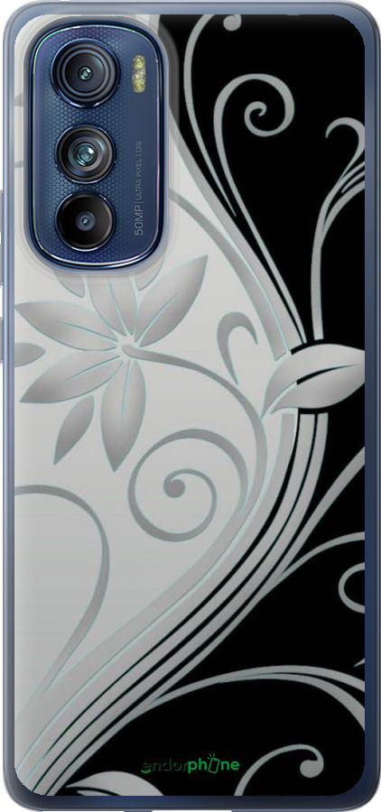Силиконовый чехол Цветы на чёрно-белом фоне для Motorola Edge 30 - 840u-2840 изображение 