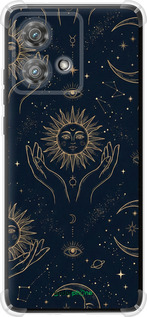 Силіконовий протиударний с посиленими кутами чехол Celestial Harmony: Sun & Moon Gold Mystic Pattern для Motorola Edge 40 Neo - 6778sp-3342 изображение 