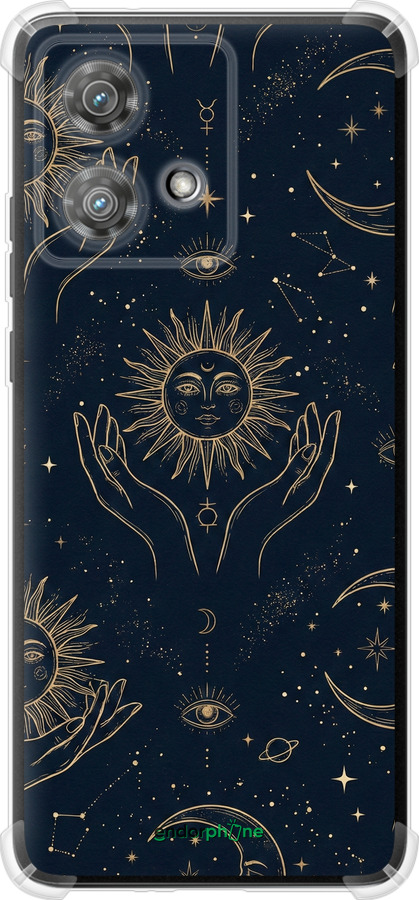 Силіконовий протиударний с посиленими кутами чехол Celestial Harmony: Sun & Moon Gold Mystic Pattern для Motorola Edge 40 Neo - 6778sp-3342 изображение 