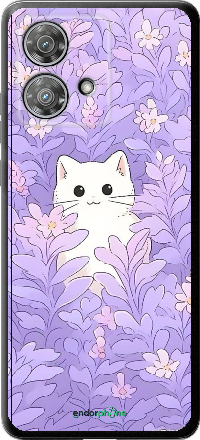 Силиконовый чехол Котик в цветах для Motorola Edge 40 Neo - 6390u-3342 изображение 