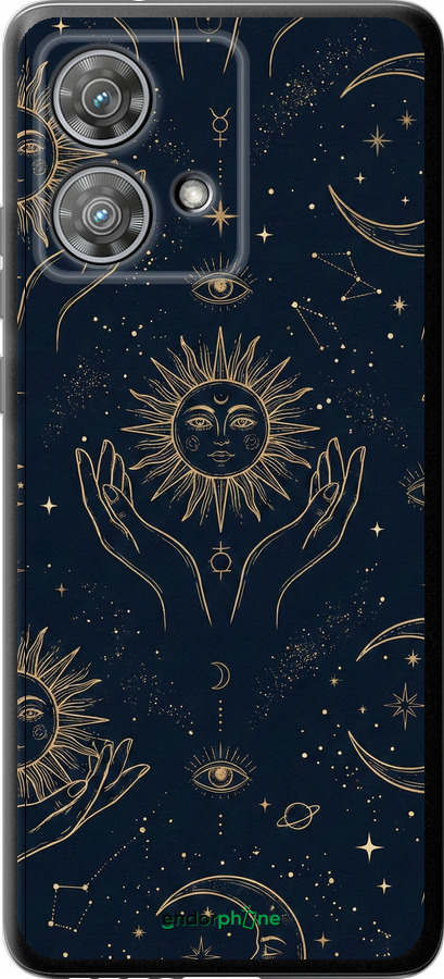 Силиконовый чехол Celestial Harmony: Sun & Moon Gold Mystic Pattern для Motorola Edge 40 Neo - 6778u-3342 изображение 