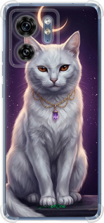 Силикон с усиленными углами чехол Mystic White Cat Gothic Dark Purple Gold для Motorola Edge 40 - 6805sp-3335 изображение 