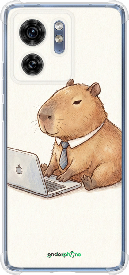 Силикон с усиленными углами чехол Funny Capybara CEO Working для Motorola Edge 40 - 6777sp-3335 изображение 