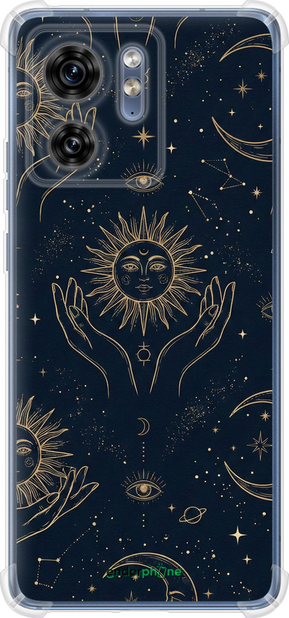Силикон с усиленными углами чехол Celestial Harmony: Sun & Moon Gold Mystic Pattern для Motorola Edge 40 - 6778sp-3335 изображение 