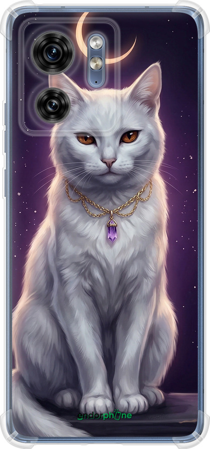 Силикон с усиленными углами чехол Mystic White Cat Gothic Dark Purple Gold для Motorola Edge 40 - 6805sp-3335 изображение 