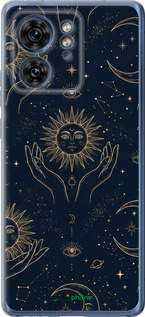 Силиконовый чехол Celestial Harmony: Sun & Moon Gold Mystic Pattern для Motorola Edge 40 - 6778u-3335 изображение 