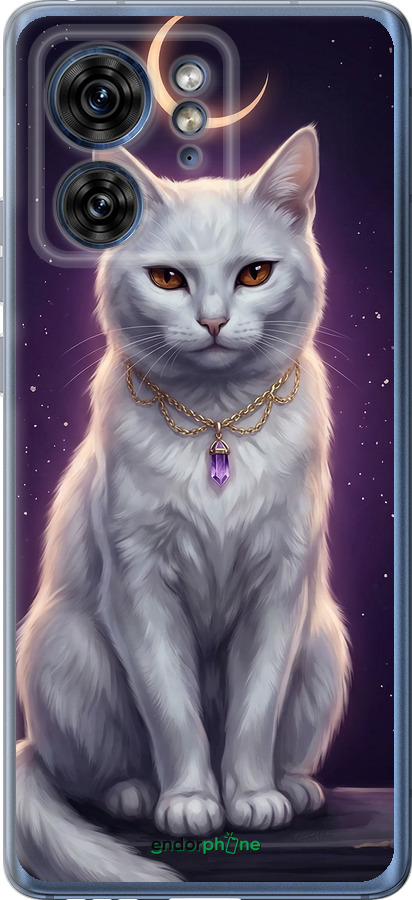 Силиконовый чехол Mystic White Cat Gothic Dark Purple Gold для Motorola Edge 40 - 6805u-3335 изображение 