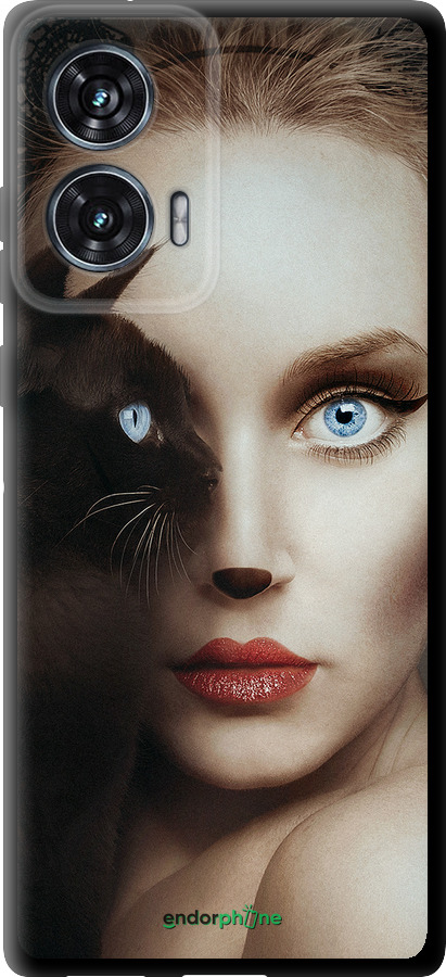 TPU чехол Погляд жінки і кішки для Motorola Edge 50 Fusion - 4041b-3748 изображение 