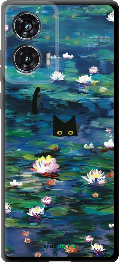 TPU чехол с изображением водяных лилий и кошек для Motorola Edge 50 Fusion - 6257b-3748 изображение 