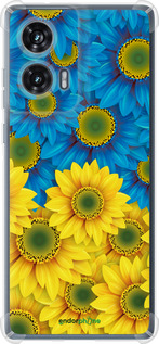 Силикон с усиленными углами чехол Жёлто-голубые цветы для Motorola Edge 50 Fusion - 1048sp-3748 изображение 