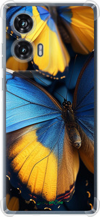 Силикон с усиленными углами чехол Желто-голубые бабочки для Motorola Edge 50 Fusion - 6046sp-3748 изображение 