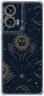 Силикон с усиленными углами чехол Celestial Harmony: Sun & Moon Gold Mystic Pattern для Motorola Edge 50 Fusion - 6778sp-3748 изображение 