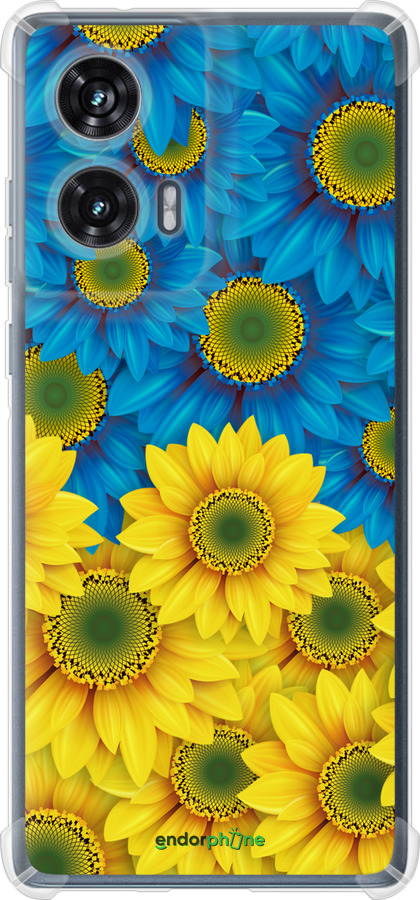 Силикон с усиленными углами чехол Жёлто-голубые цветы для Motorola Edge 50 Fusion - 1048sp-3748 изображение 