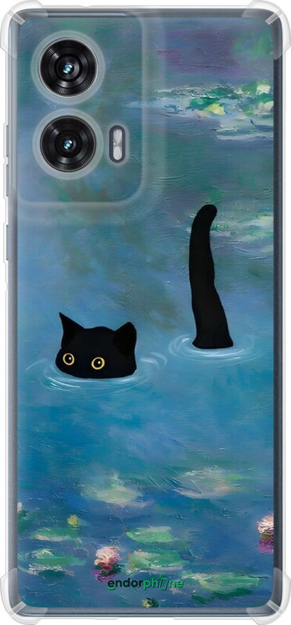 Силикон с усиленными углами чехол С изображением кота и водяной лилии Monet для Motorola Edge 50 Fusion - 6519sp-3748 изображение 