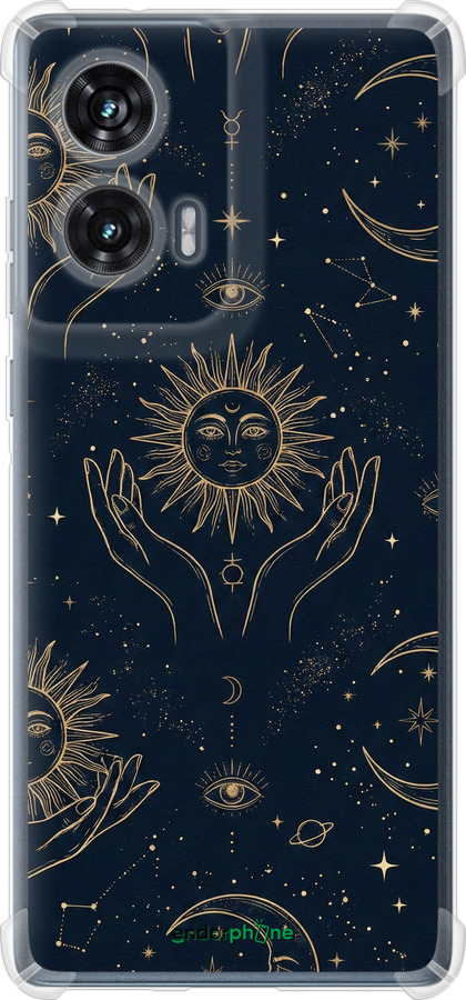 Силикон с усиленными углами чехол Celestial Harmony: Sun & Moon Gold Mystic Pattern для Motorola Edge 50 Fusion - 6778sp-3748 изображение 