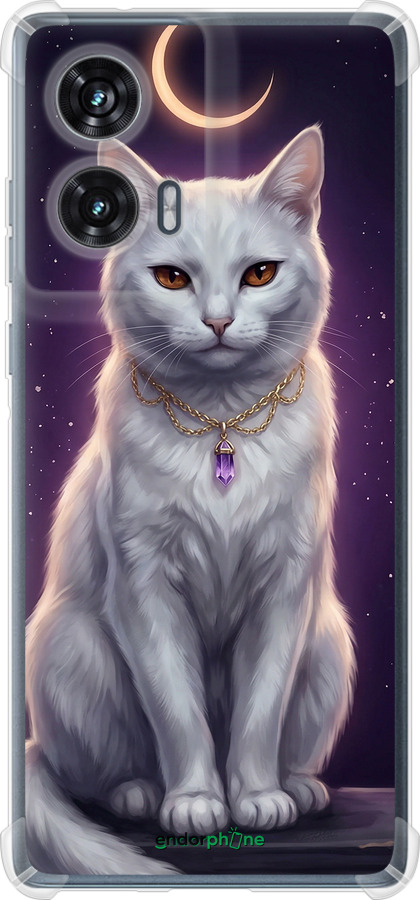Силикон с усиленными углами чехол Mystic White Cat Gothic Dark Purple Gold для Motorola Edge 50 Fusion - 6805sp-3748 изображение 