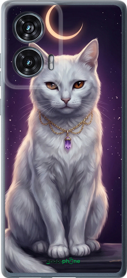 Силіконовий чехол Mystic White Cat Gothic Dark Purple Gold для Motorola Edge 50 Fusion - 6805u-3748 изображение 