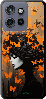 TPU чехол Чехол для телефона Девушка с оранжевыми бабочками для Motorola Edge 50 Neo 5G - 5940b-3794 изображение 
