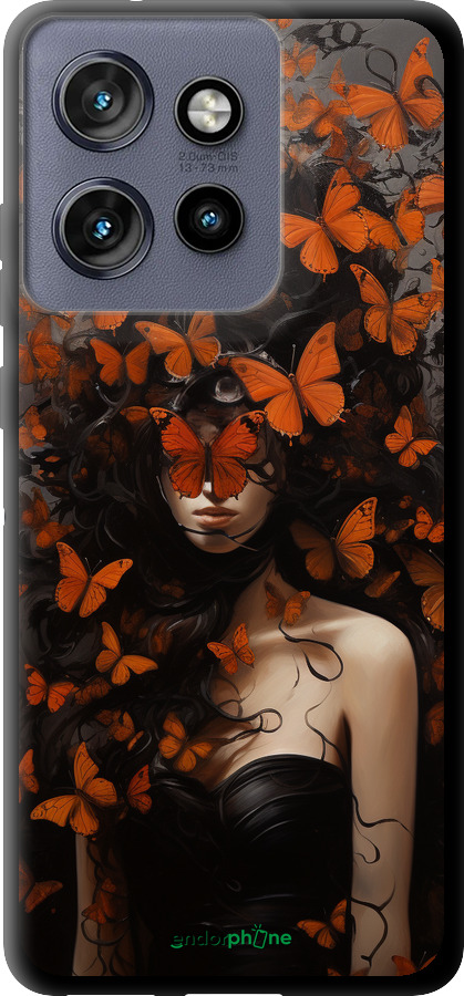 TPU чехол Девушка с оранжевыми бабочками для Motorola Edge 50 Neo 5G - 5941b-3794 изображение 