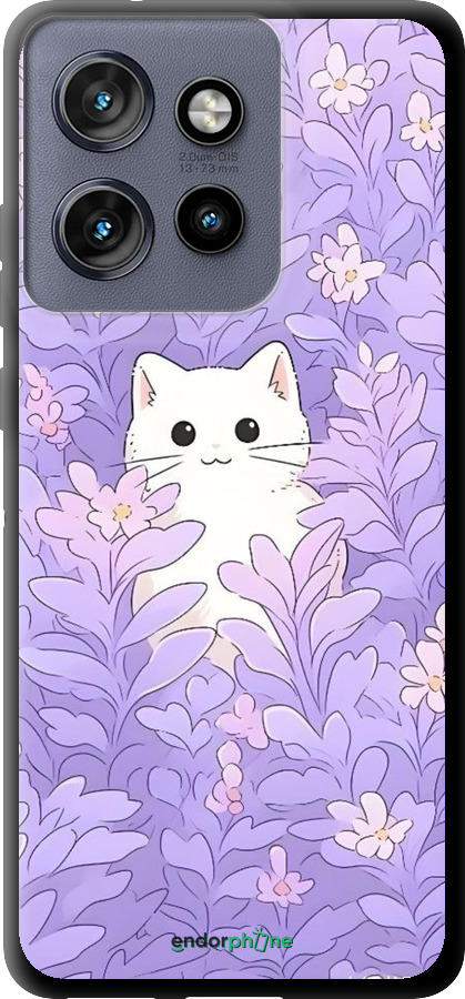 TPU чехол Котик в цветах для Motorola Edge 50 Neo 5G - 6390b-3794 изображение 