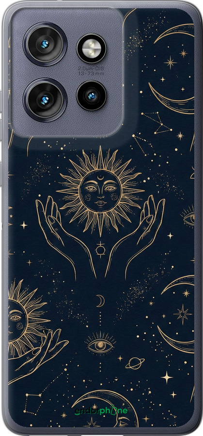 Силиконовый чехол Celestial Harmony: Sun & Moon Gold Mystic Pattern для Motorola Edge 50 Neo 5G - 6778u-3794 изображение 