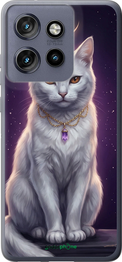 Силиконовый чехол Mystic White Cat Gothic Dark Purple Gold для Motorola Edge 50 Neo 5G - 6805u-3794 изображение 
