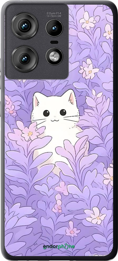 Силіконовий чехол Котик в цветах для Motorola Edge 50 Pro 5G - 6390u-3710 изображение 
