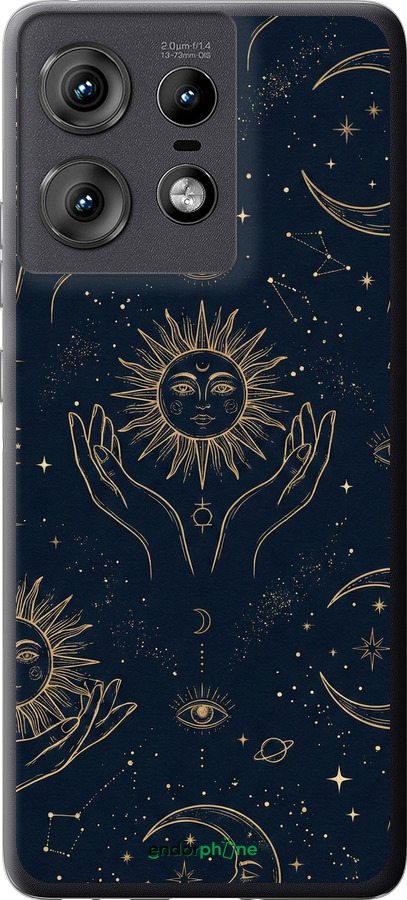 Силиконовый чехол Celestial Harmony: Sun & Moon Gold Mystic Pattern для Motorola Edge 50 Pro 5G - 6778u-3710 изображение 