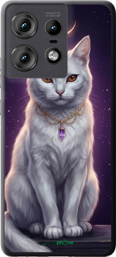 Силіконовий чехол Mystic White Cat Gothic Dark Purple Gold для Motorola Edge 50 Pro 5G - 6805u-3710 изображение 