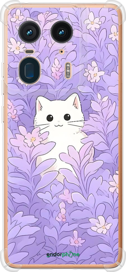 Силіконовий протиударний с посиленими кутами чехол Котик в цветах для Motorola Moto X50 Ultra - 6390sp-3866 изображение 