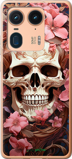 Силиконовый чехол Череп в розовых цветах для Motorola Edge 50 Ultra - 5965u-3760 изображение 